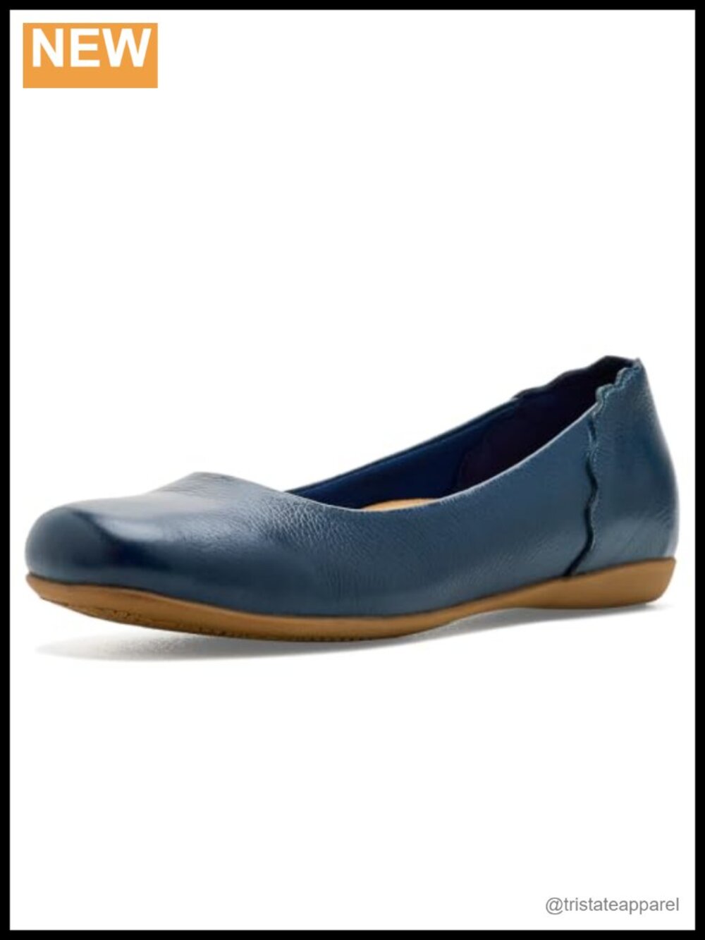 Trotters Leather Slip-On Flats Scalloped Heel Casual